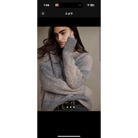 Banana Republic M VERNICE Alpaca OMBRÉ SWEATER Spacedye Crew Gray - Picture 1 of 10